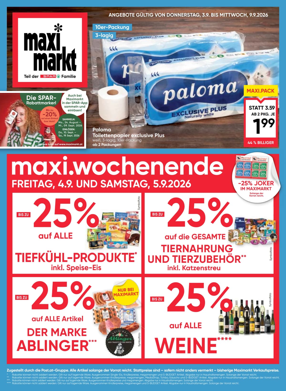 Seite 1 des Maximarkt Flugblatts – Aktuelle Angebote ab 09.09.2026.