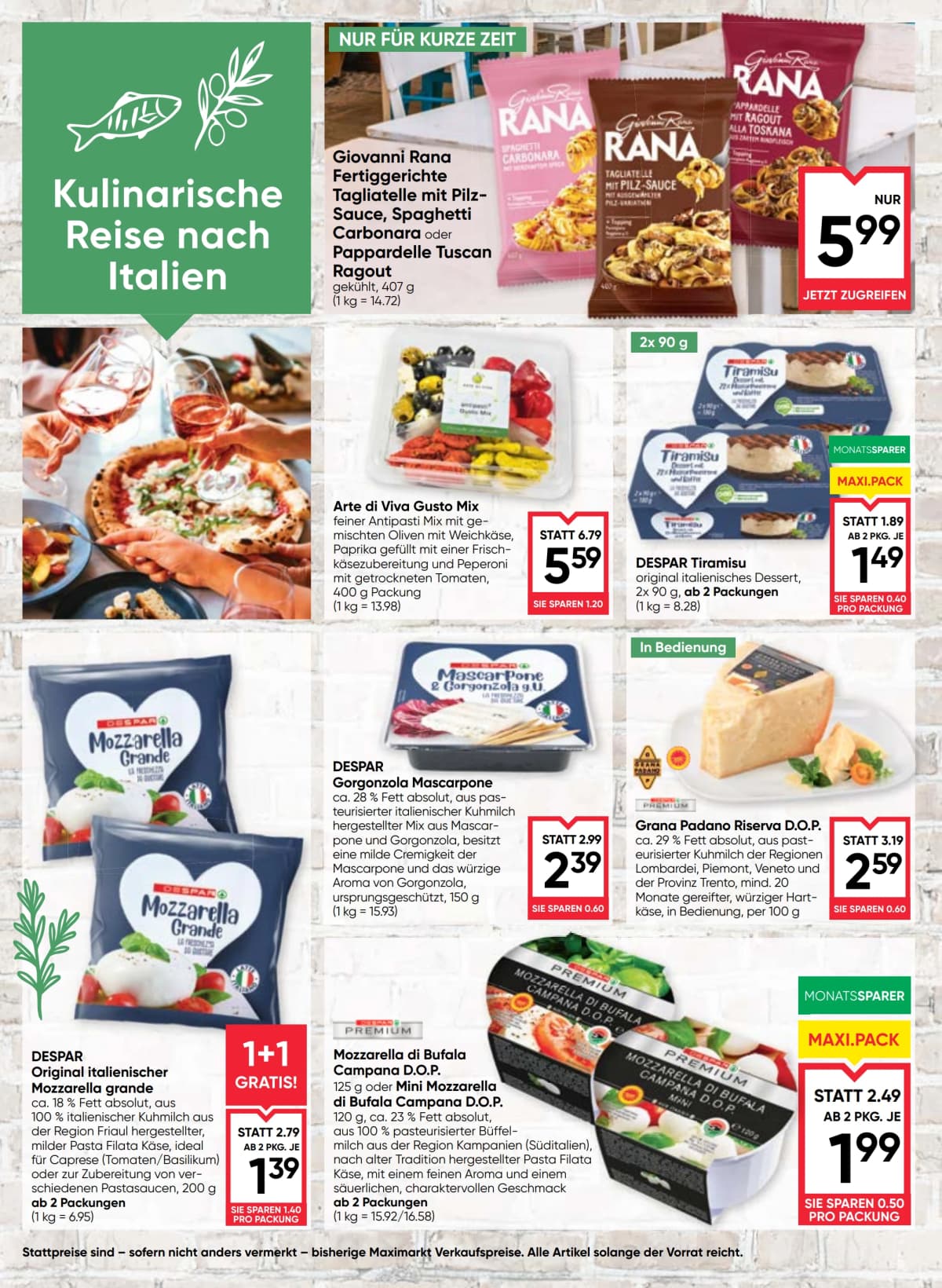 Seite 2 des Maximarkt Flugblatts – Bella Italia ab 08.09.2026.