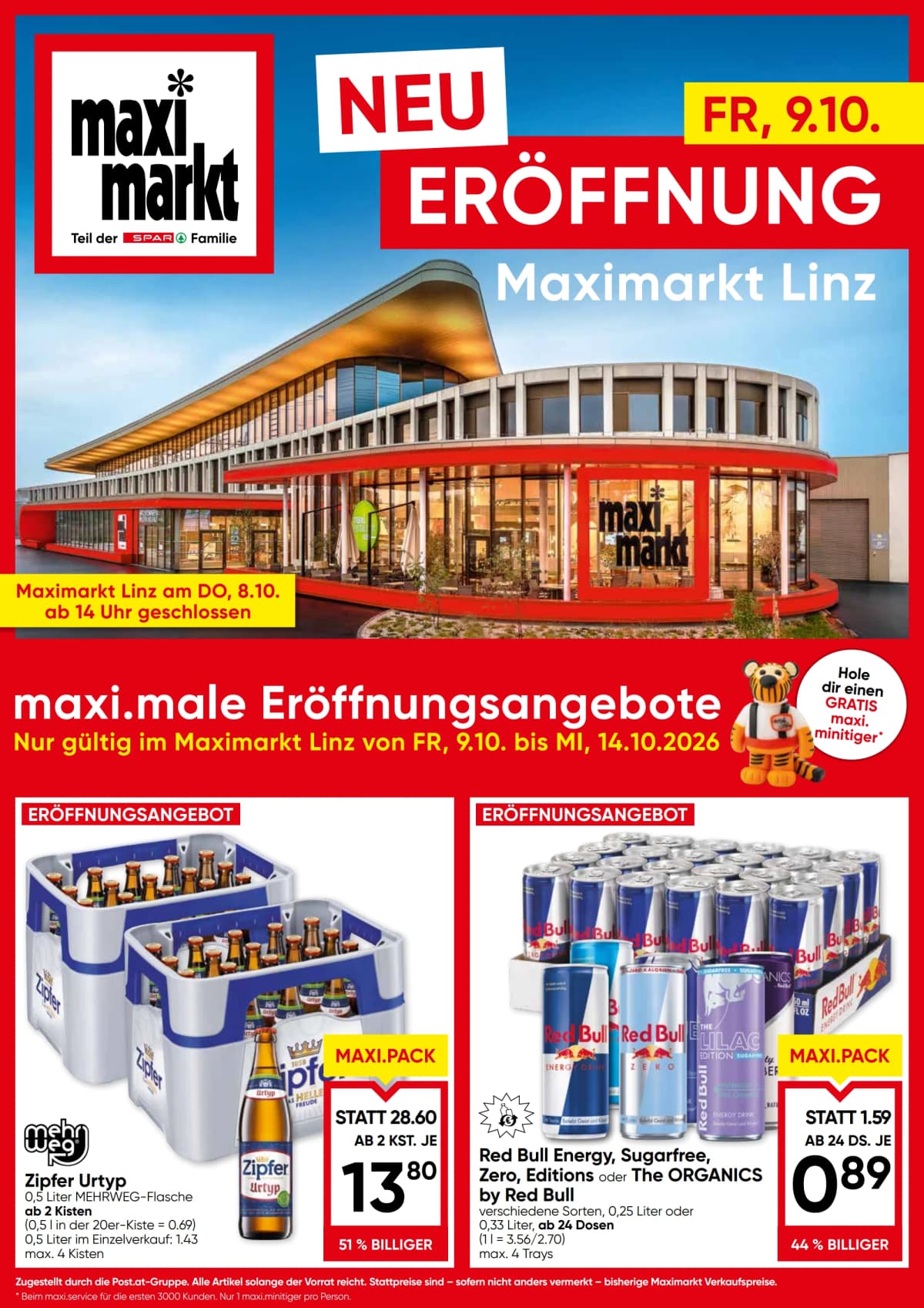 Seite 1 des Maximarkt Flugblatts – Linz - Neu Eröffnung