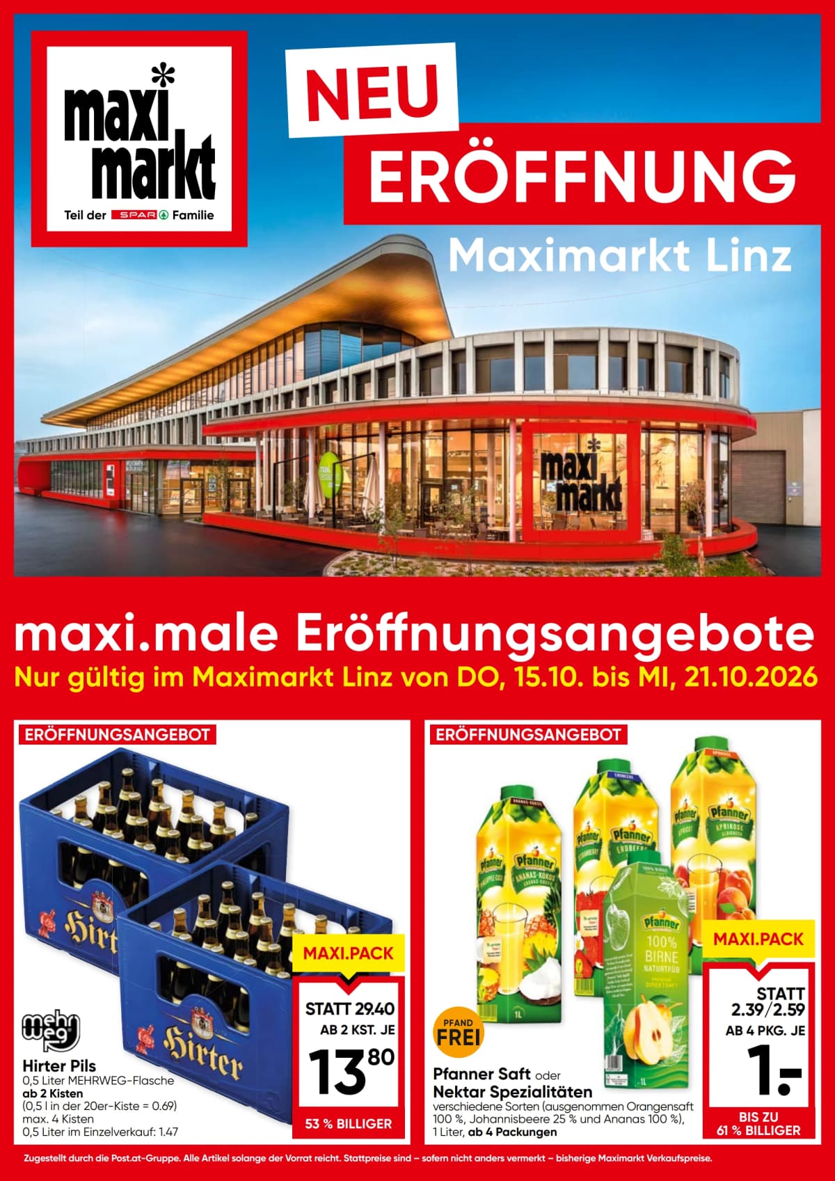 Maximarkt katalog Neu Eroffnung - Linz, 15.10.2026. – 21.10.2026.