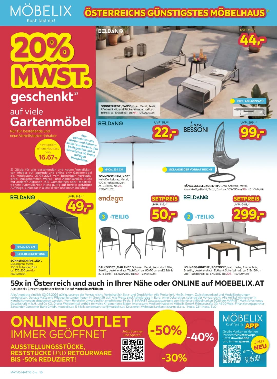 Seite 16 des Möbelix Flugblatts – 20% Sparen ab 31.07.2026