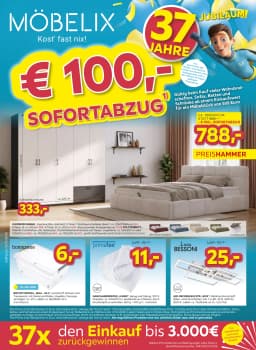 Seite 1 des Möbelix Prospekts 100 € Sofortabzug