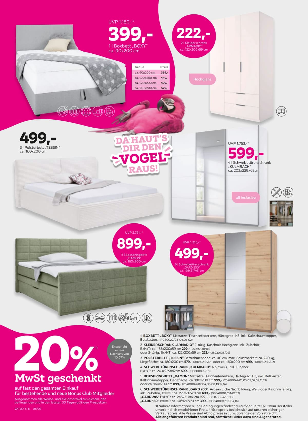 Seite 6 des Mömax Flugblatts – 20% MwSt. geschenkt ab 08.09.2026.