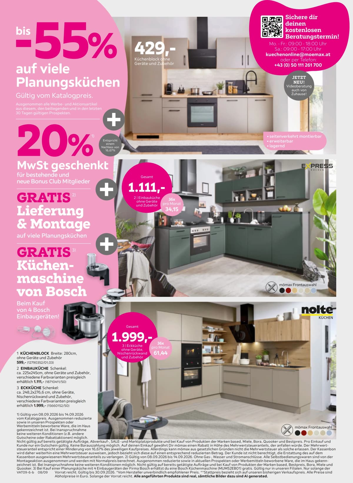 Seite 8 des Mömax Flugblatts – 20% MwSt. geschenkt ab 08.09.2026.