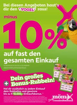 Seite 1 des Mömax Prospekts Minus 10%