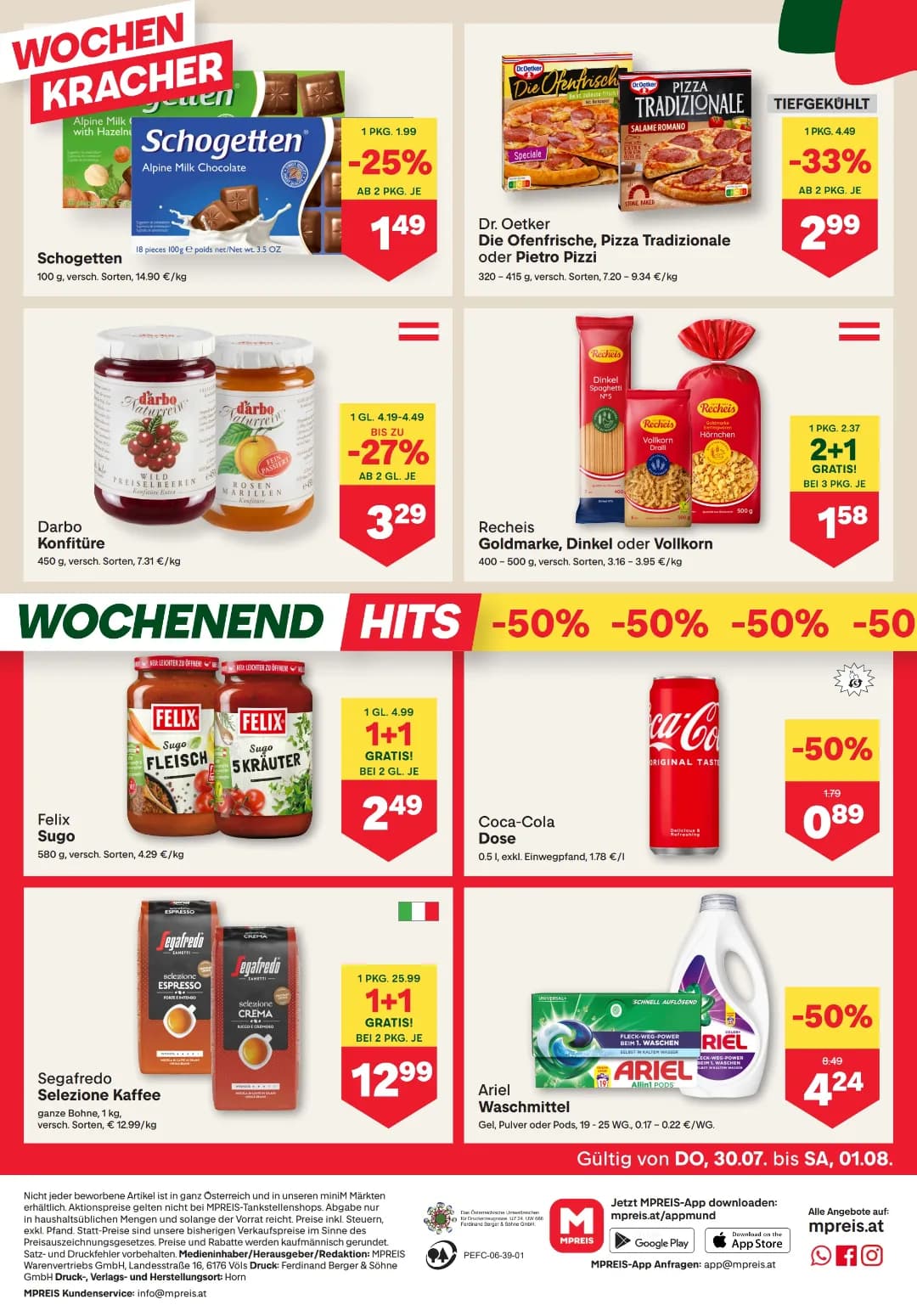 Seite 12 des MPREIS Flugblatts – Wochenangebote ab 31.07.2026