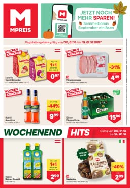 Seite 1 des MPREIS Prospekts Aktuelle Angebote
