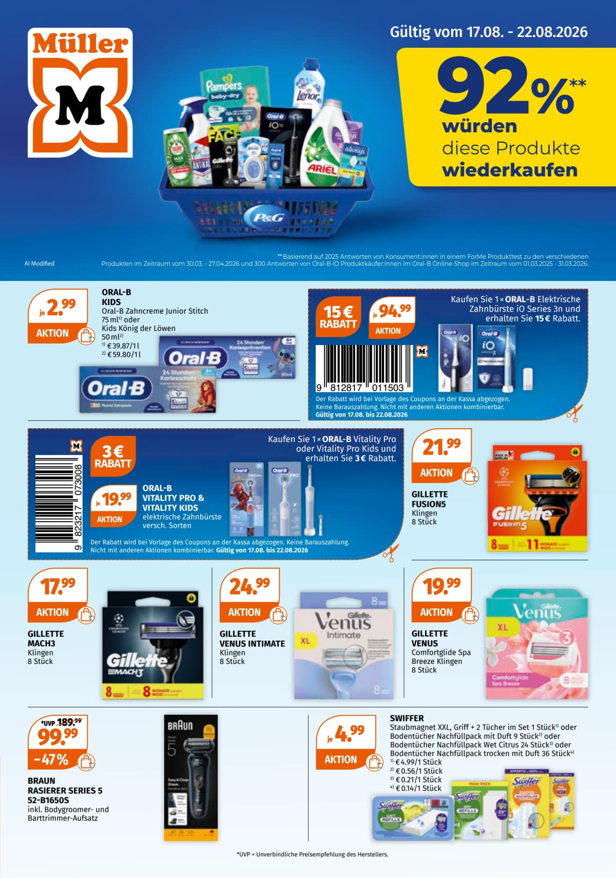 Seite 1 des Müller Flugblatts – Drogerie-Highlights ab 23.08.2026.