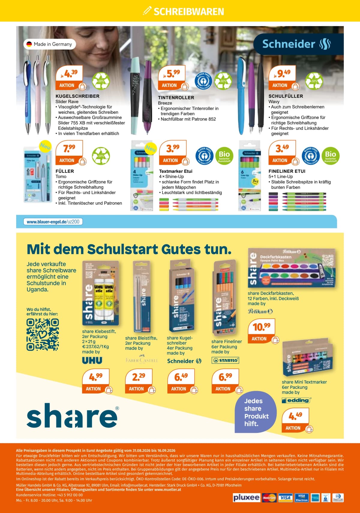 Seite 20 des Müller Flugblatts – Die Schule ruft ab 09.09.2026.