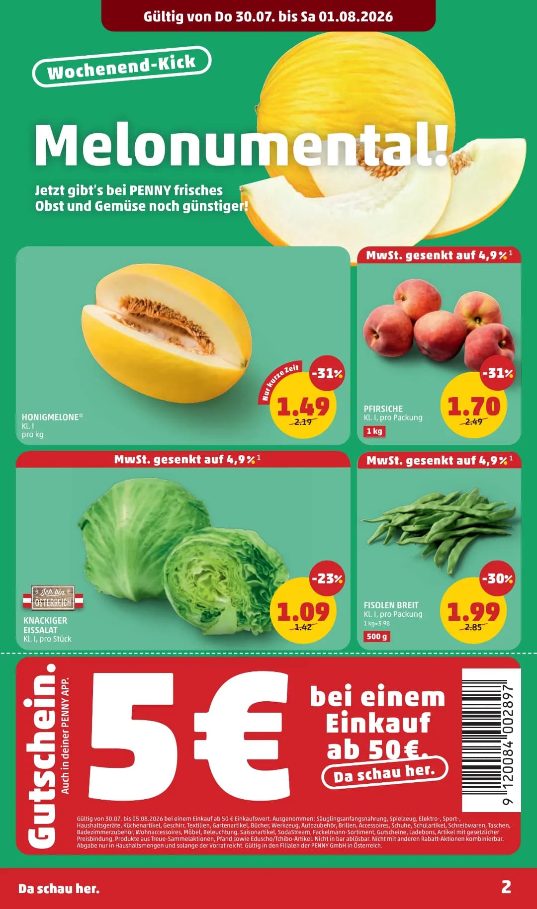 Seite 2 des Penny Flugblatts – Wochenangebote ab 31.07.2026