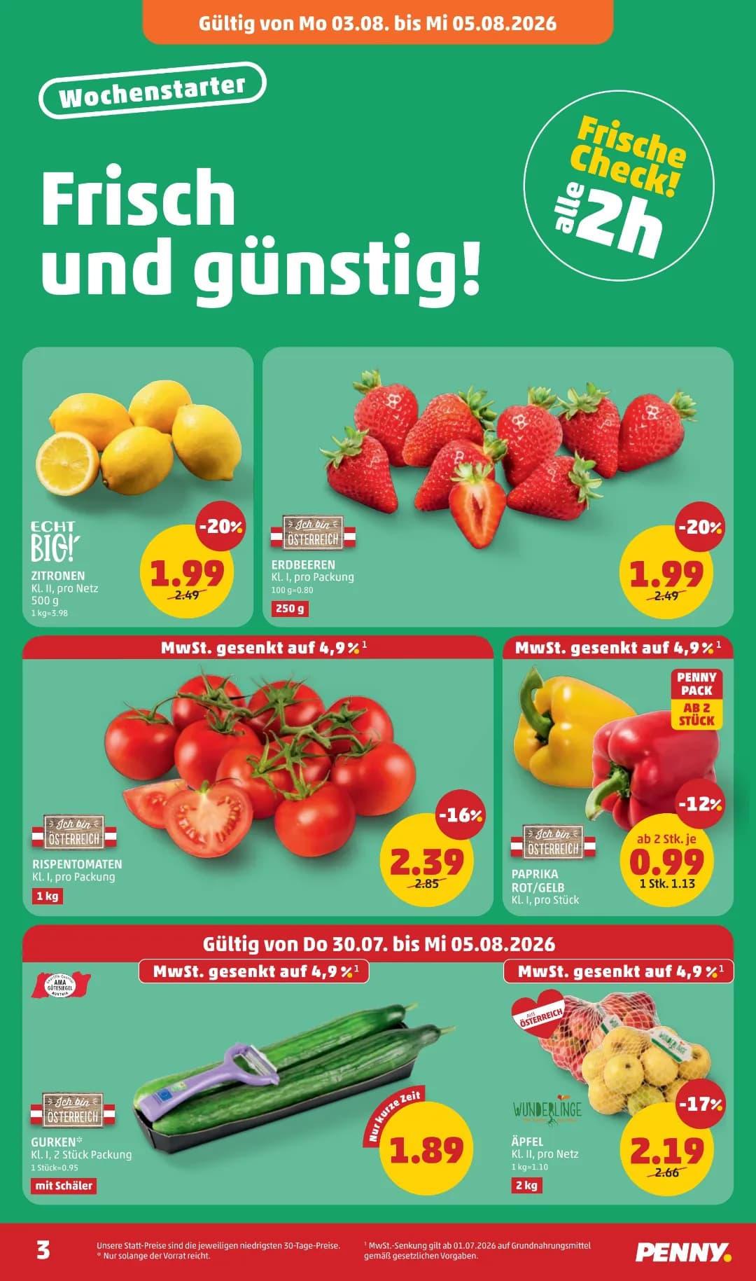 Seite 3 des Penny Flugblatts – Wochenangebote ab 31.07.2026