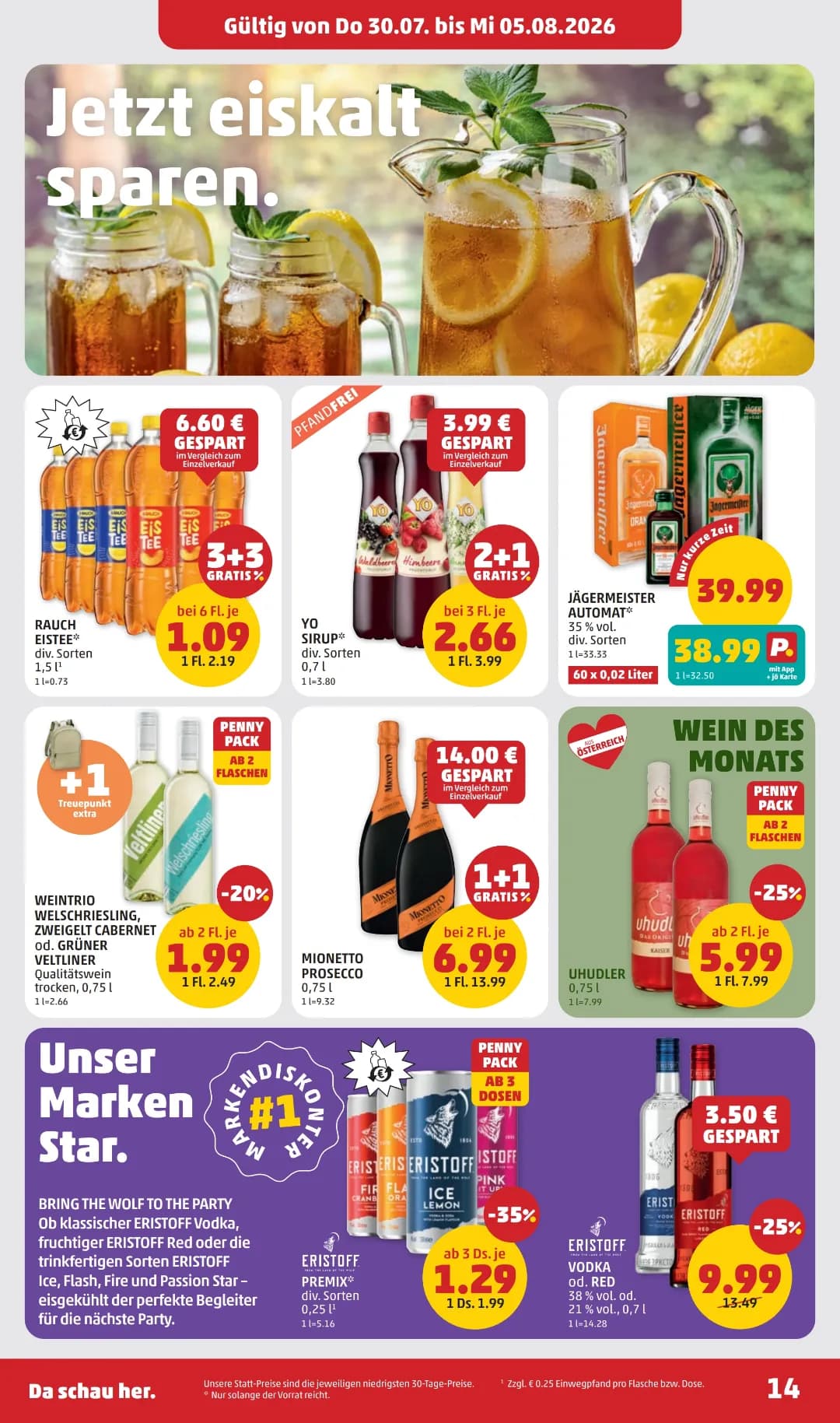 Seite 14 des Penny Flugblatts – Wochenangebote ab 31.07.2026