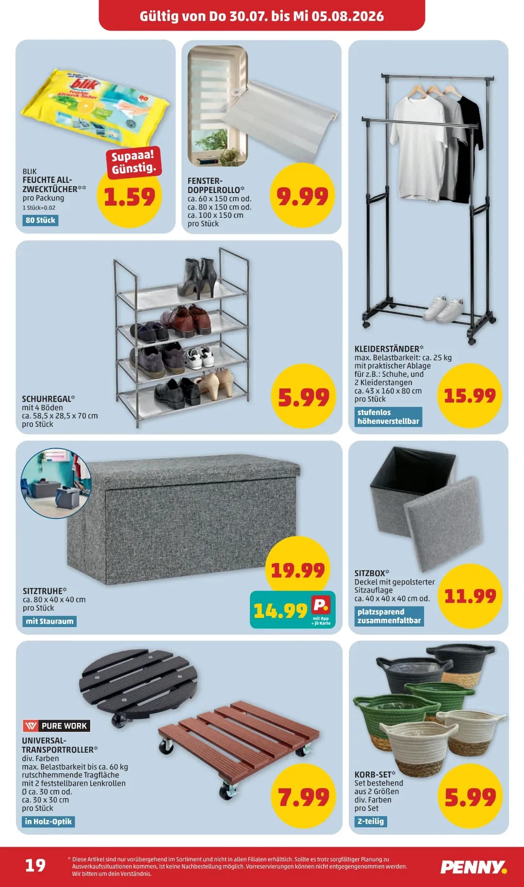 Seite 19 des Penny Flugblatts – Wochenangebote ab 31.07.2026