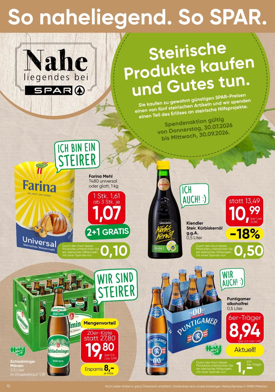 Seite 10 des Spar Flugblatts – Aktuelle Angebote ab 31.07.2026