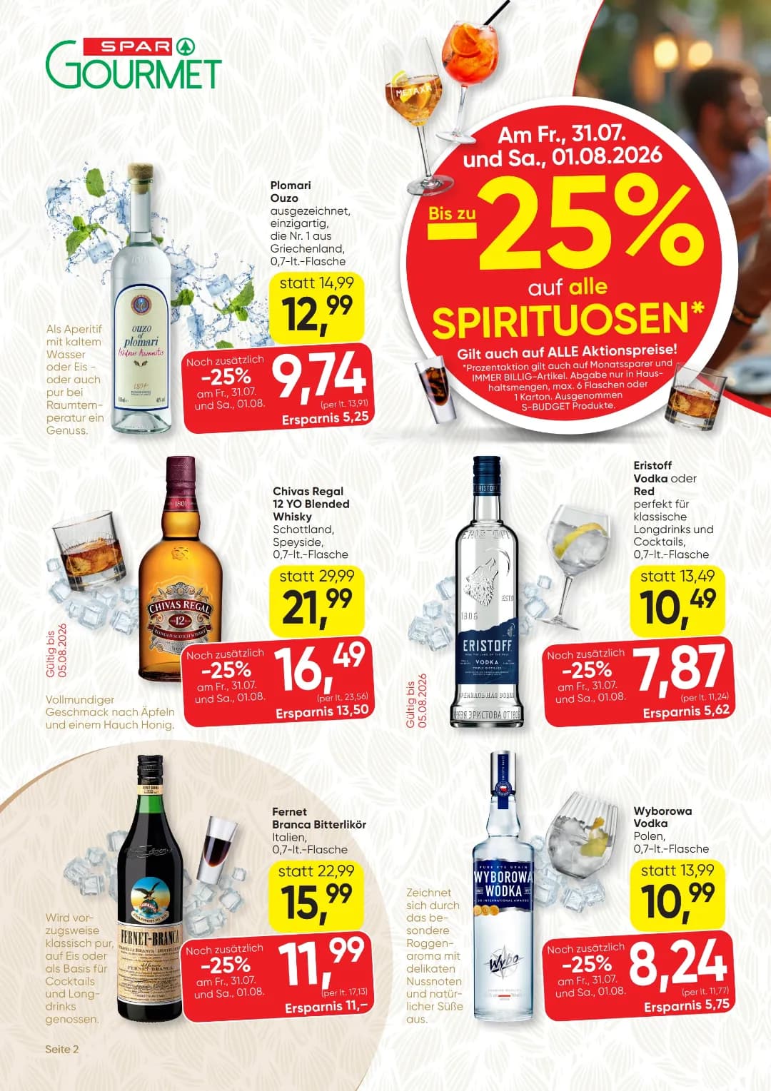 Seite 2 des Spar Flugblatts – Gourmet ab 31.07.2026