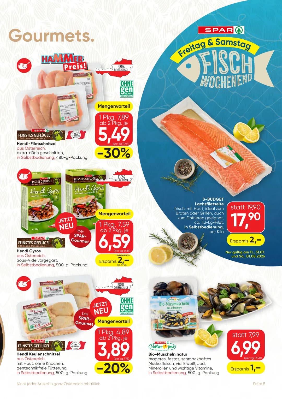 Seite 5 des Spar Flugblatts – Gourmet ab 31.07.2026