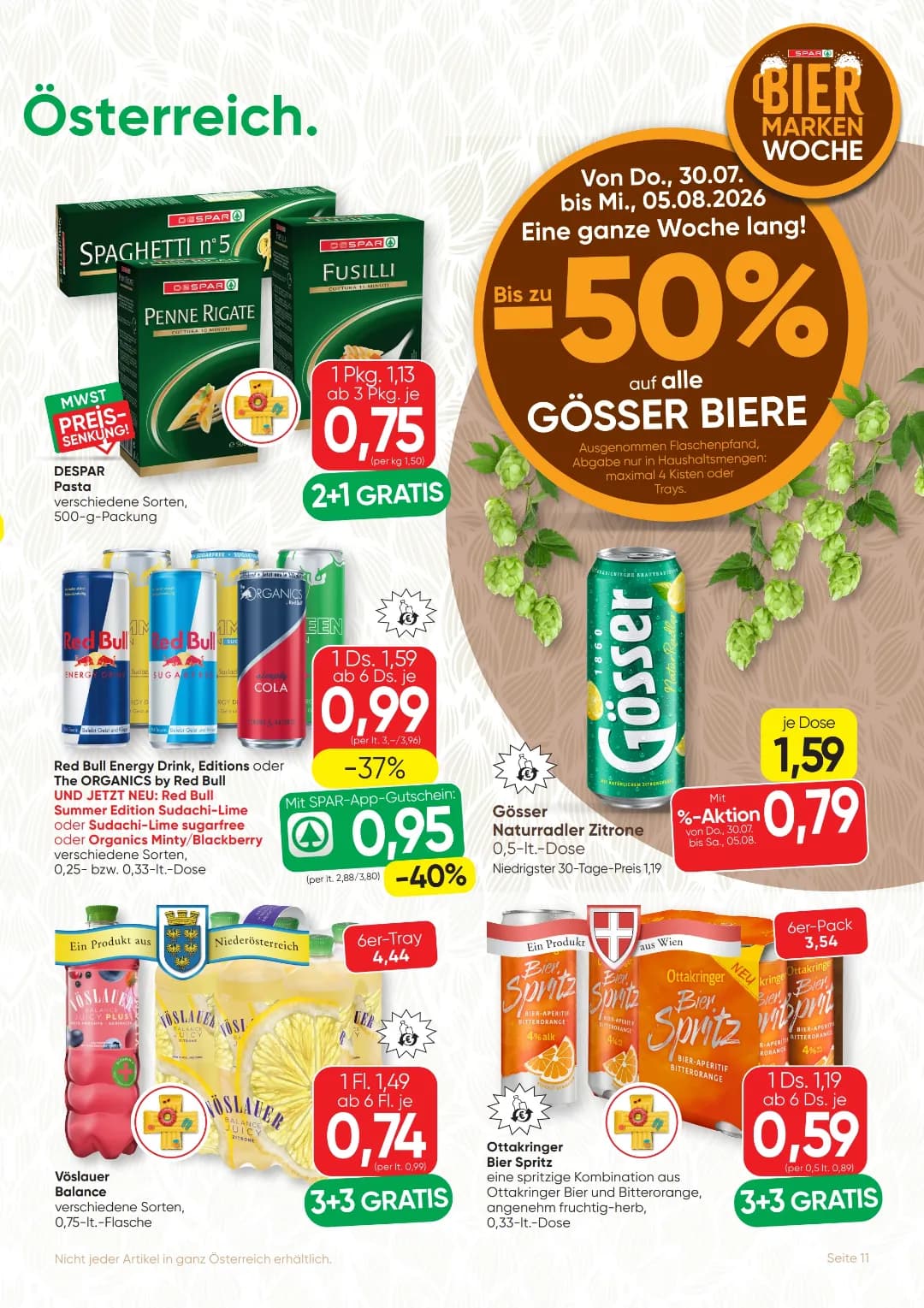 Seite 11 des Spar Flugblatts – Gourmet ab 31.07.2026
