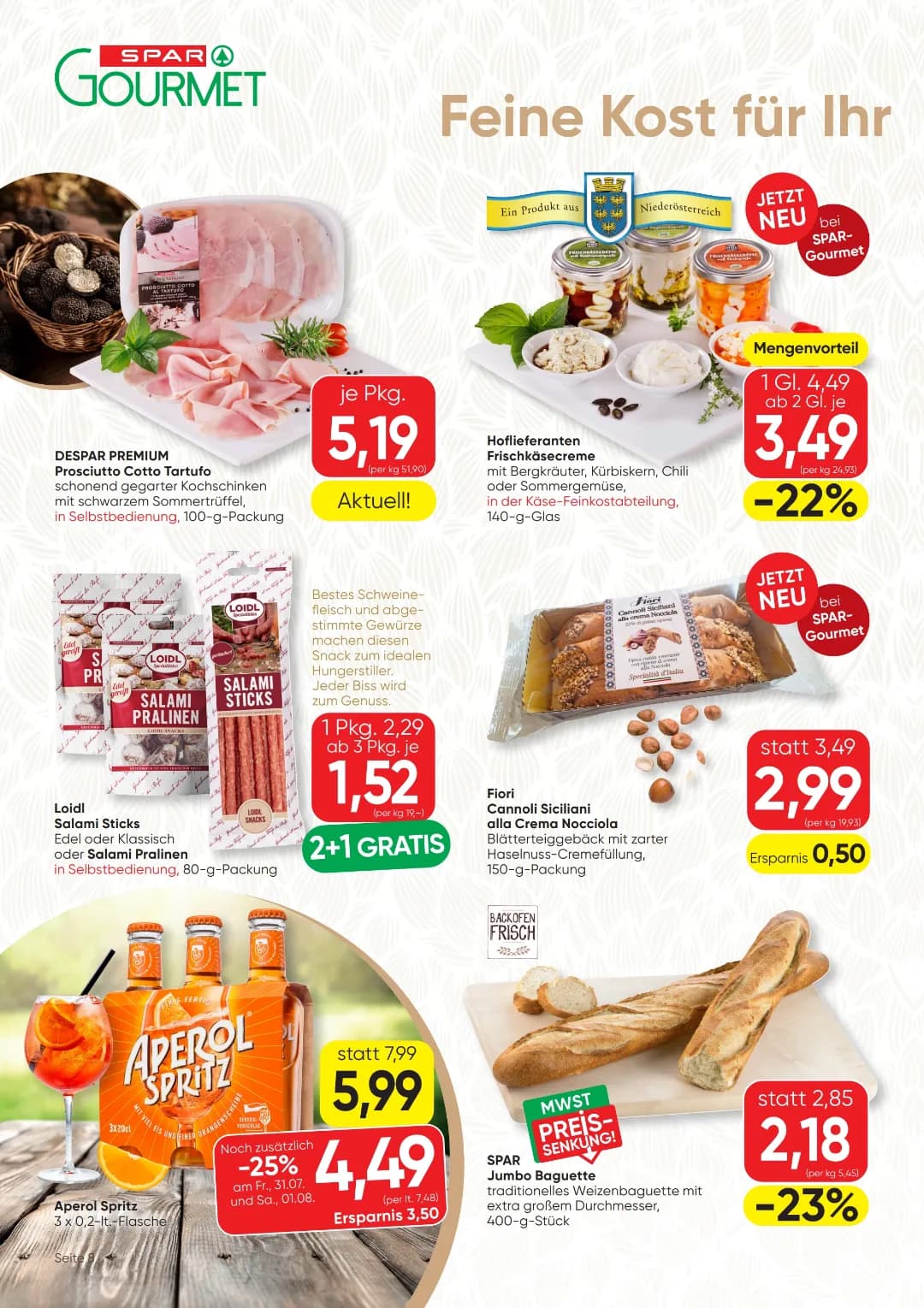 Seite 8 des Spar Flugblatts – Gourmet ab 31.07.2026