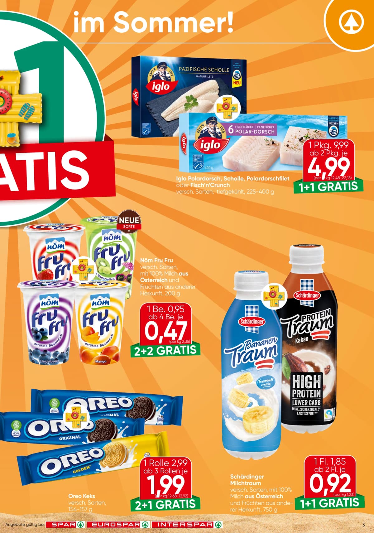 Seite 3 des Spar Flugblatts – Aktuelle Angebote ab 23.08.2026.