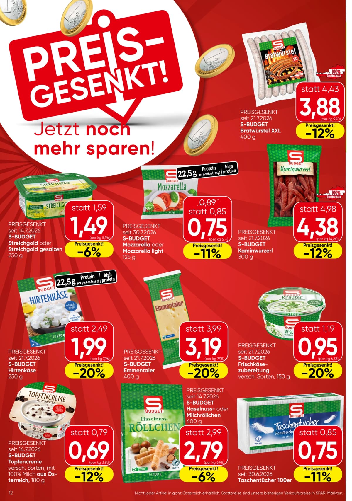 Seite 12 des Spar Flugblatts – Aktuelle Angebote ab 23.08.2026.