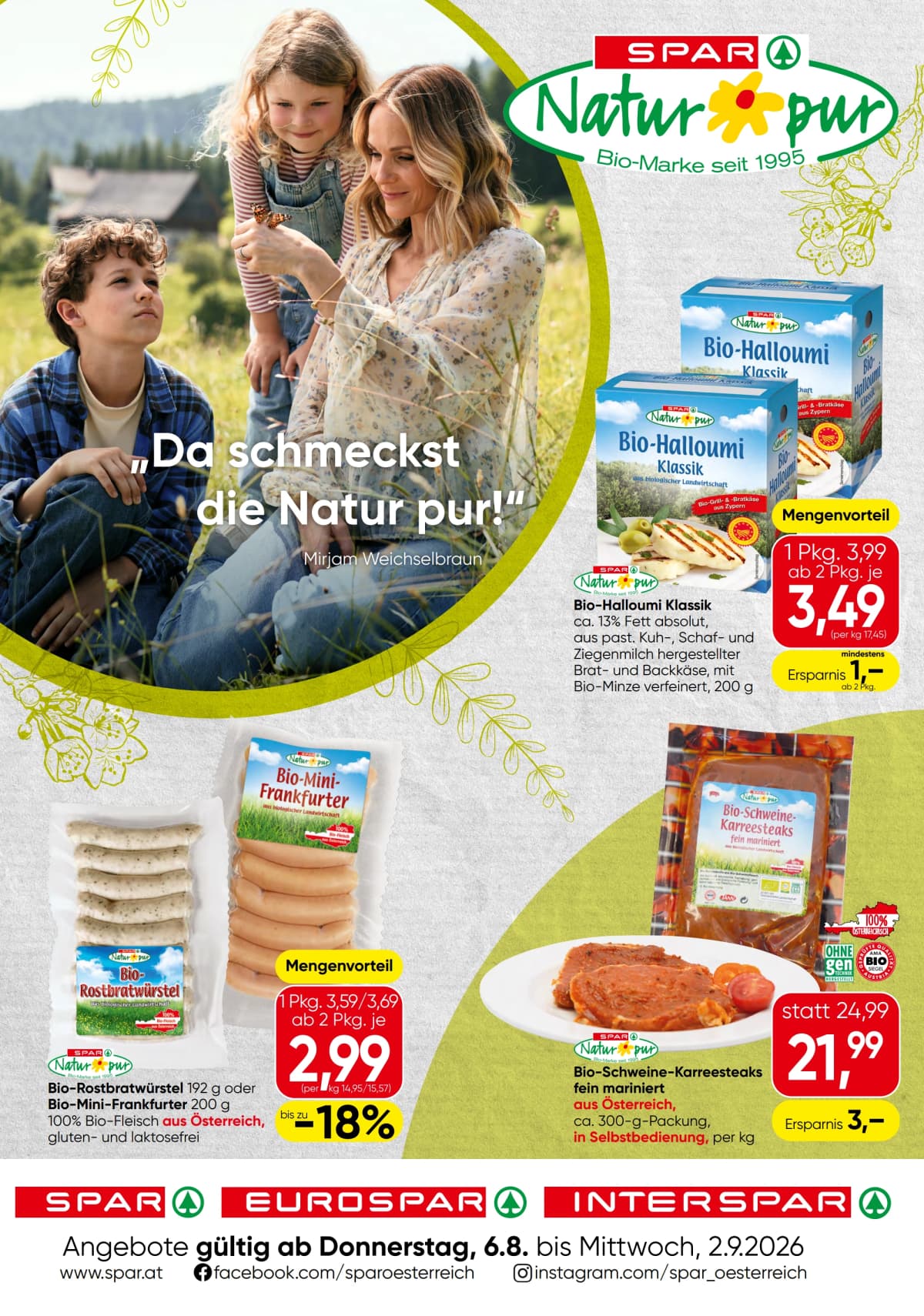 Seite 1 des Spar Flugblatts – Natur pur ab 23.08.2026.