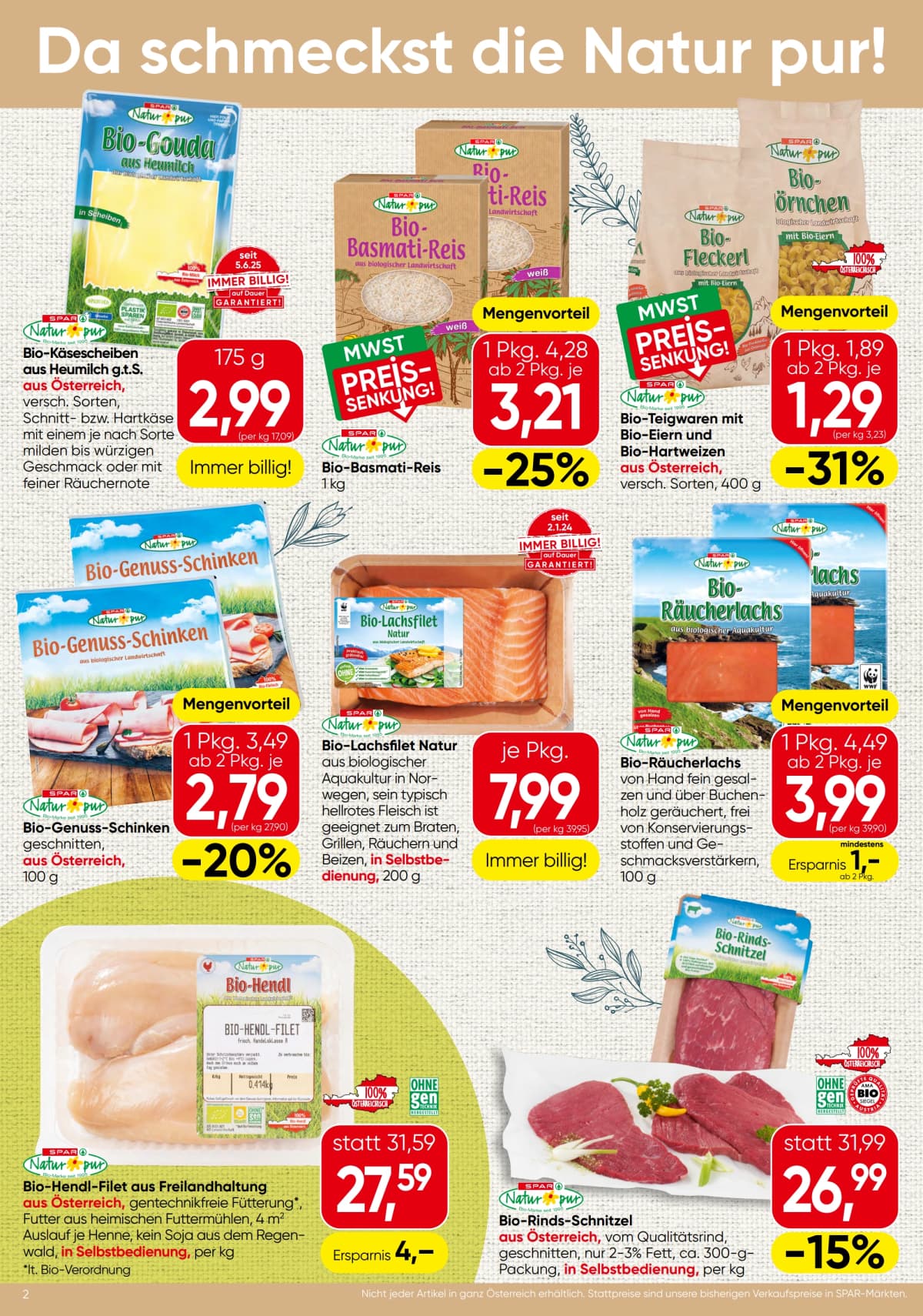 Seite 2 des Spar Flugblatts – Natur pur