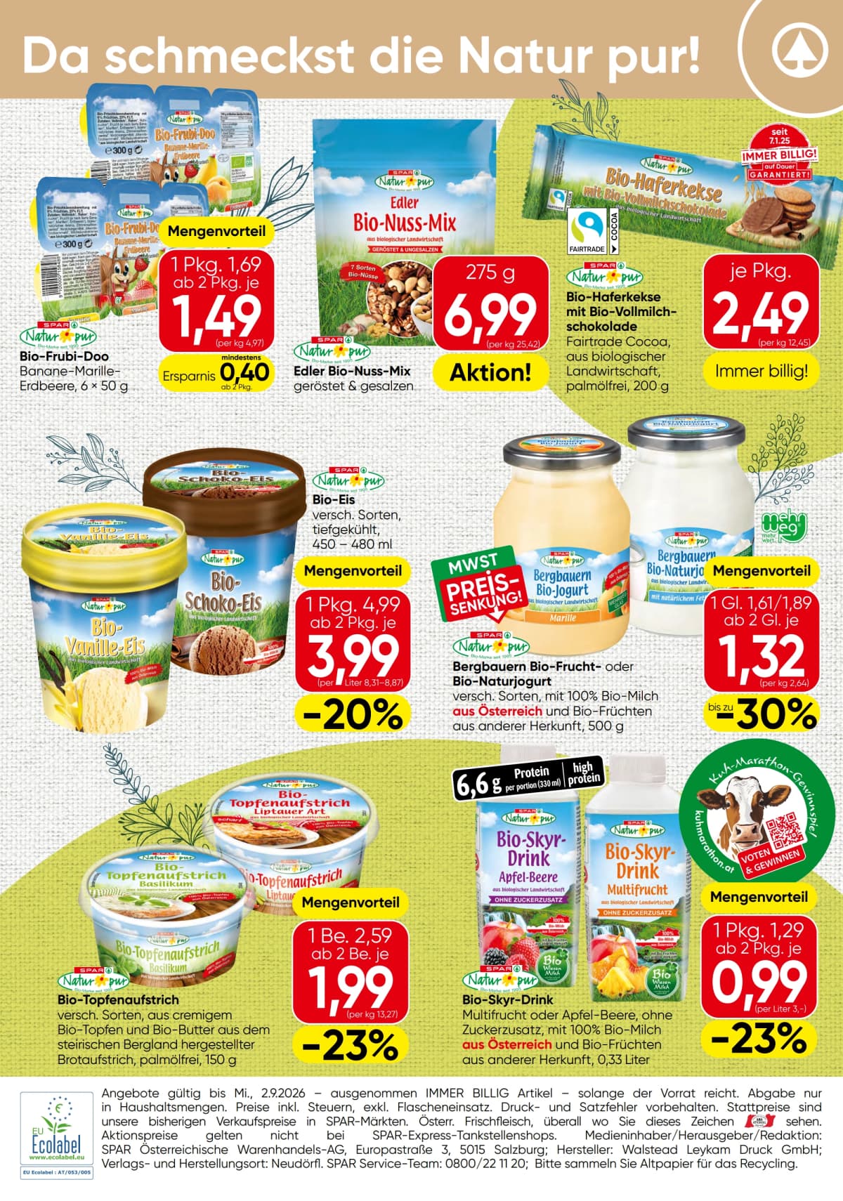 Seite 4 des Spar Flugblatts – Natur pur ab 23.08.2026.