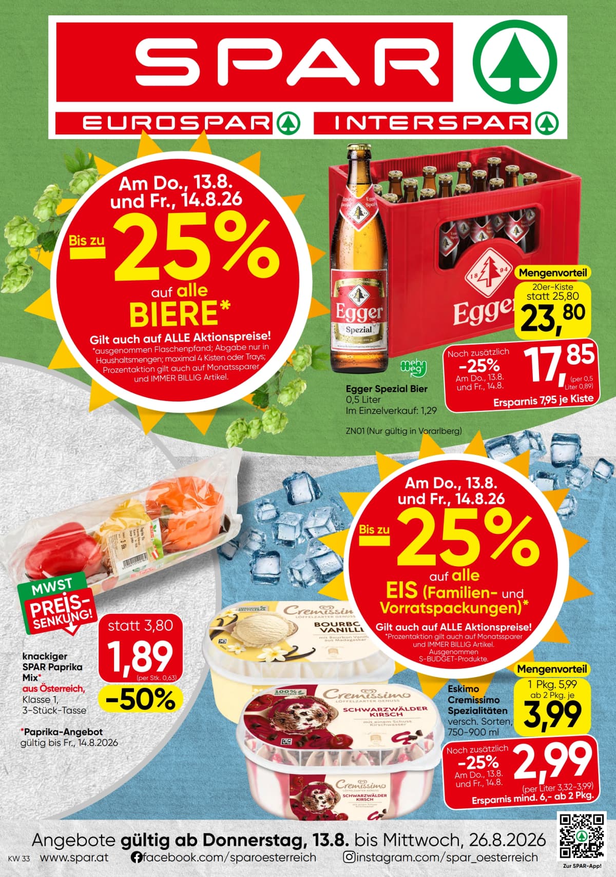 Seite 1 des Spar Flugblatts – Aktuelle Angebote ab 23.08.2026.