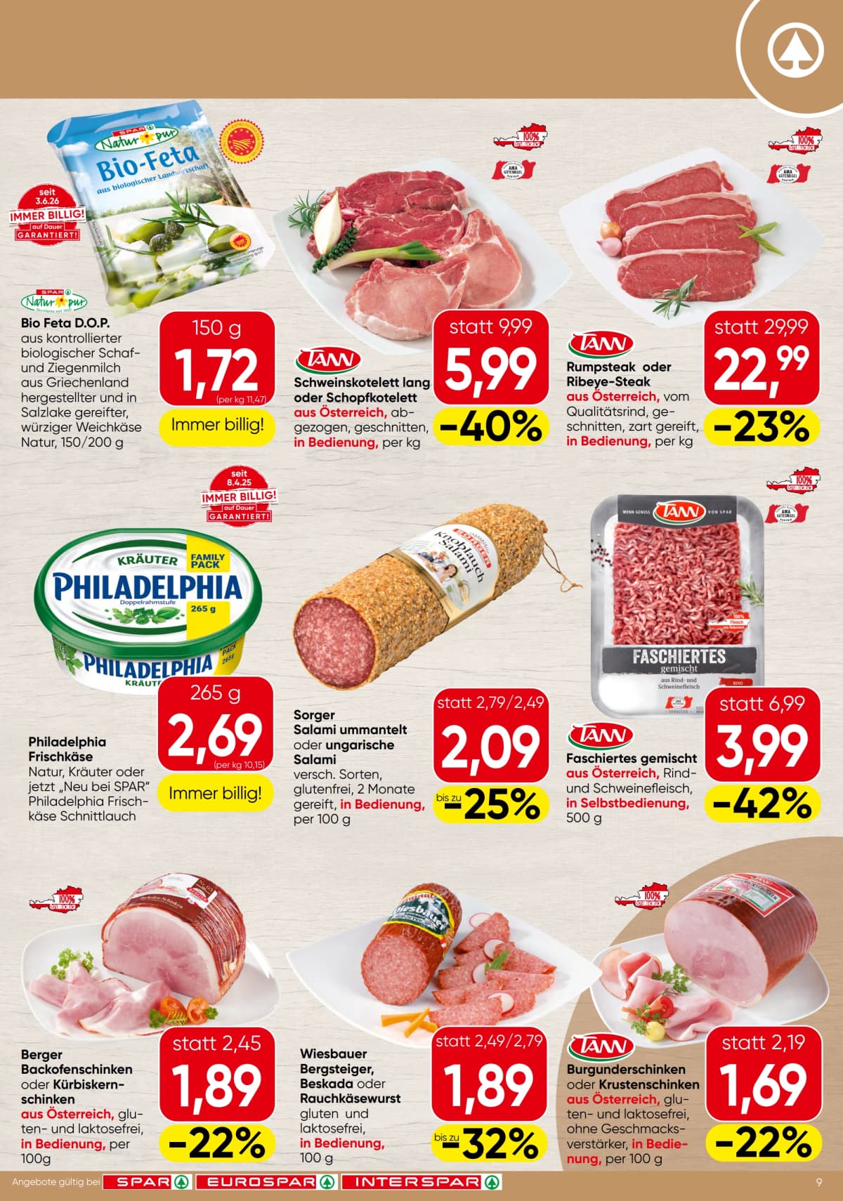 Seite 9 des Spar Flugblatts – Aktuelle Angebote ab 23.08.2026.