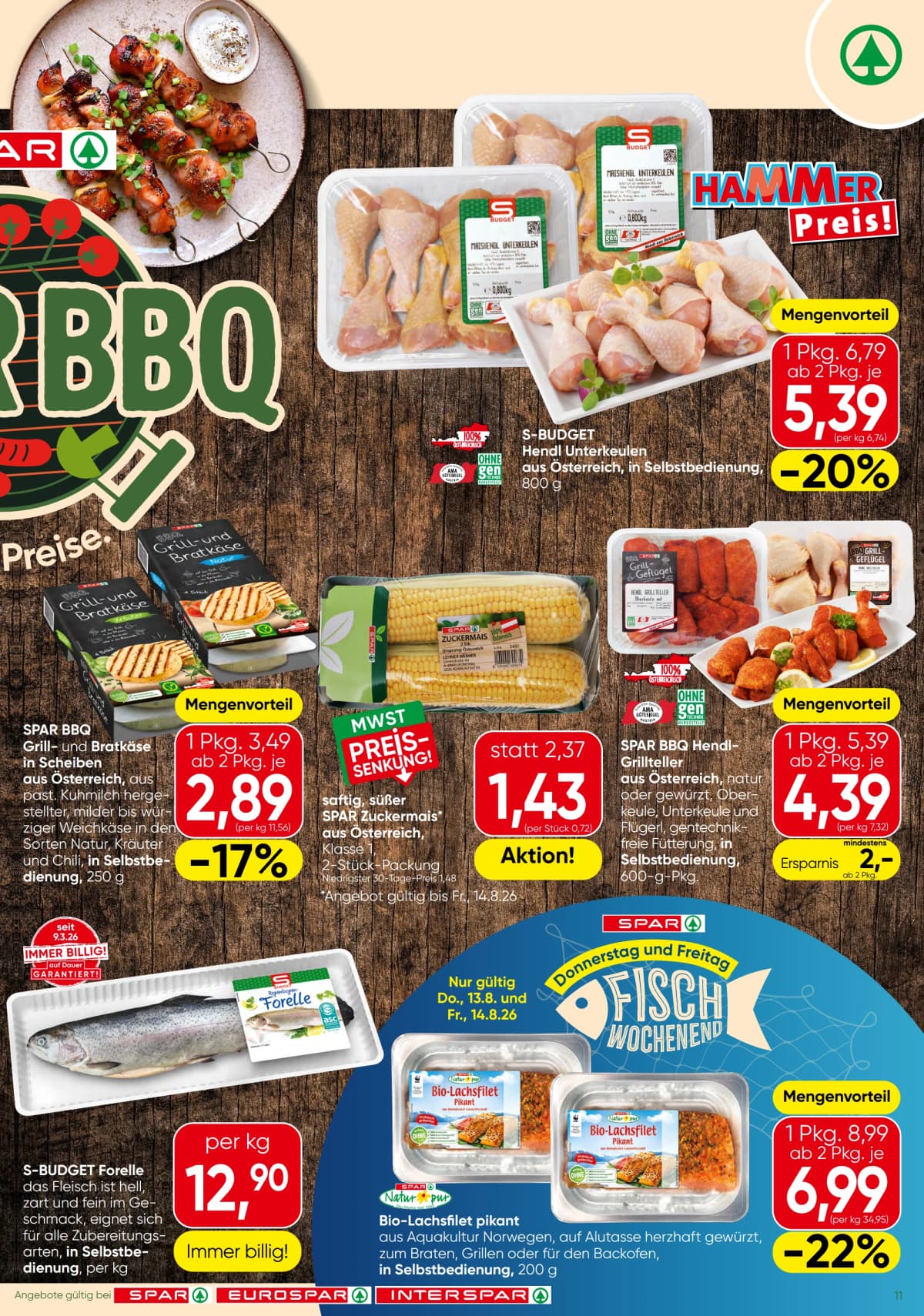 Seite 11 des Spar Flugblatts – Aktuelle Angebote ab 23.08.2026.
