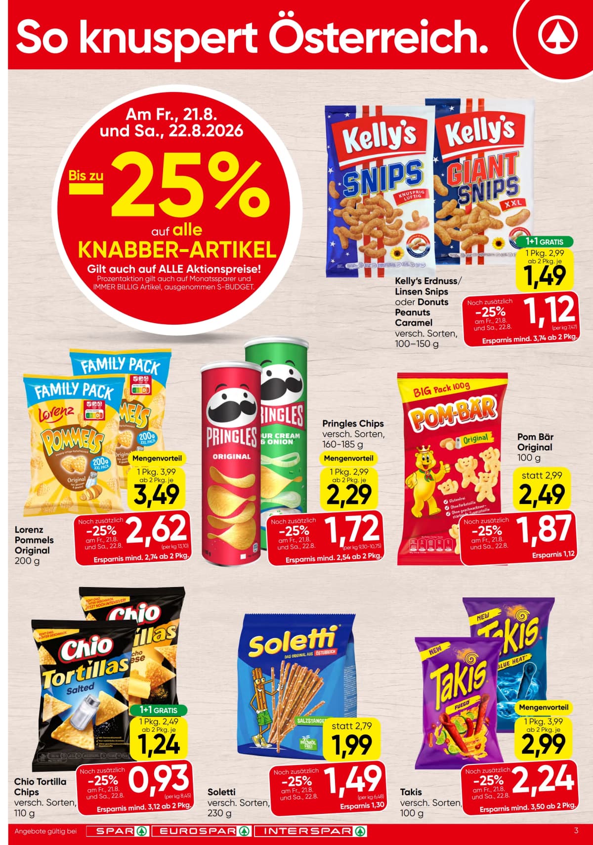 Seite 3 des Spar Flugblatts – Angebote ab 23.08.2026.