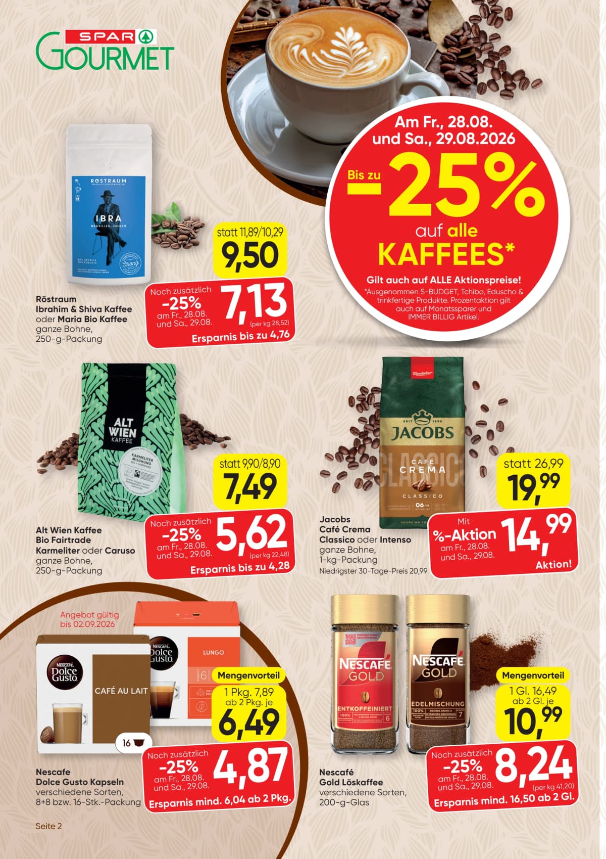 Seite 2 des Spar Flugblatts – Gourmet ab 09.09.2026.