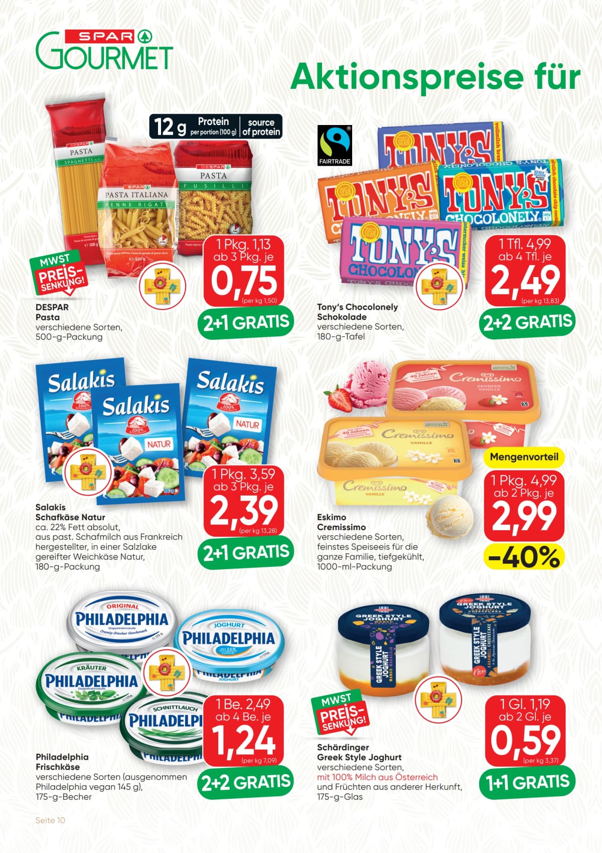 Seite 10 des Spar Flugblatts – Gourmet
