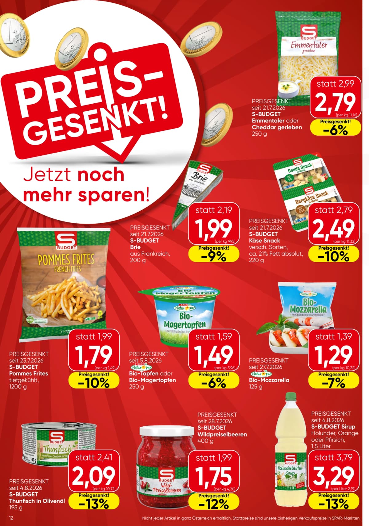 Seite 12 des Spar Flugblatts – Aktuelle Angebote ab 08.09.2026.