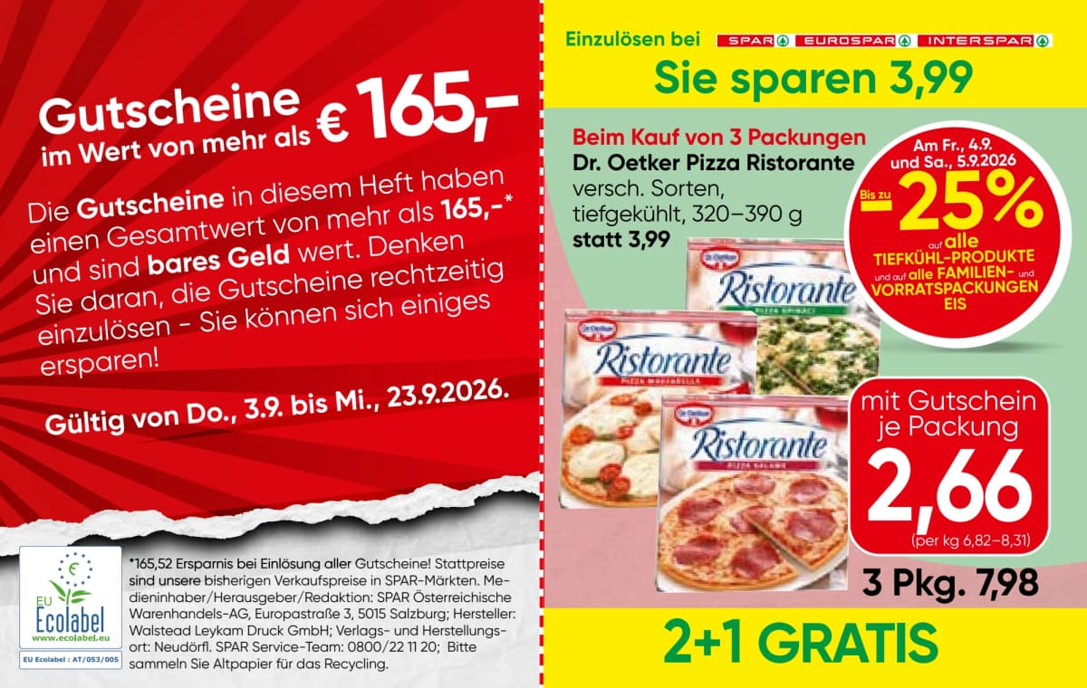 Seite 2 des Spar Flugblatts – Gutscheinheft ab 09.09.2026.