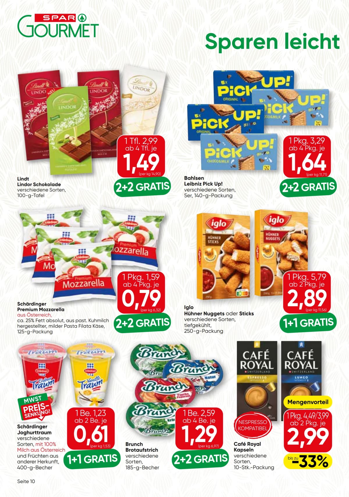Seite 10 des Spar Flugblatts – Gourmet