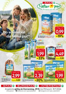 Seite 1 des Spar Prospekts Natur Pur