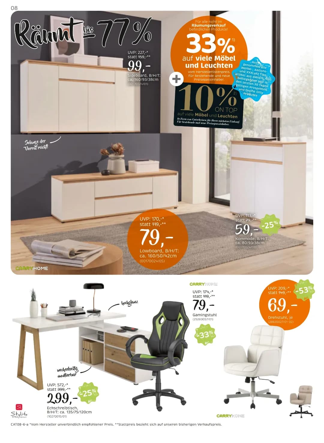 Seite 8 des XXXLutz Flugblatts – Carry Home ab 31.07.2026