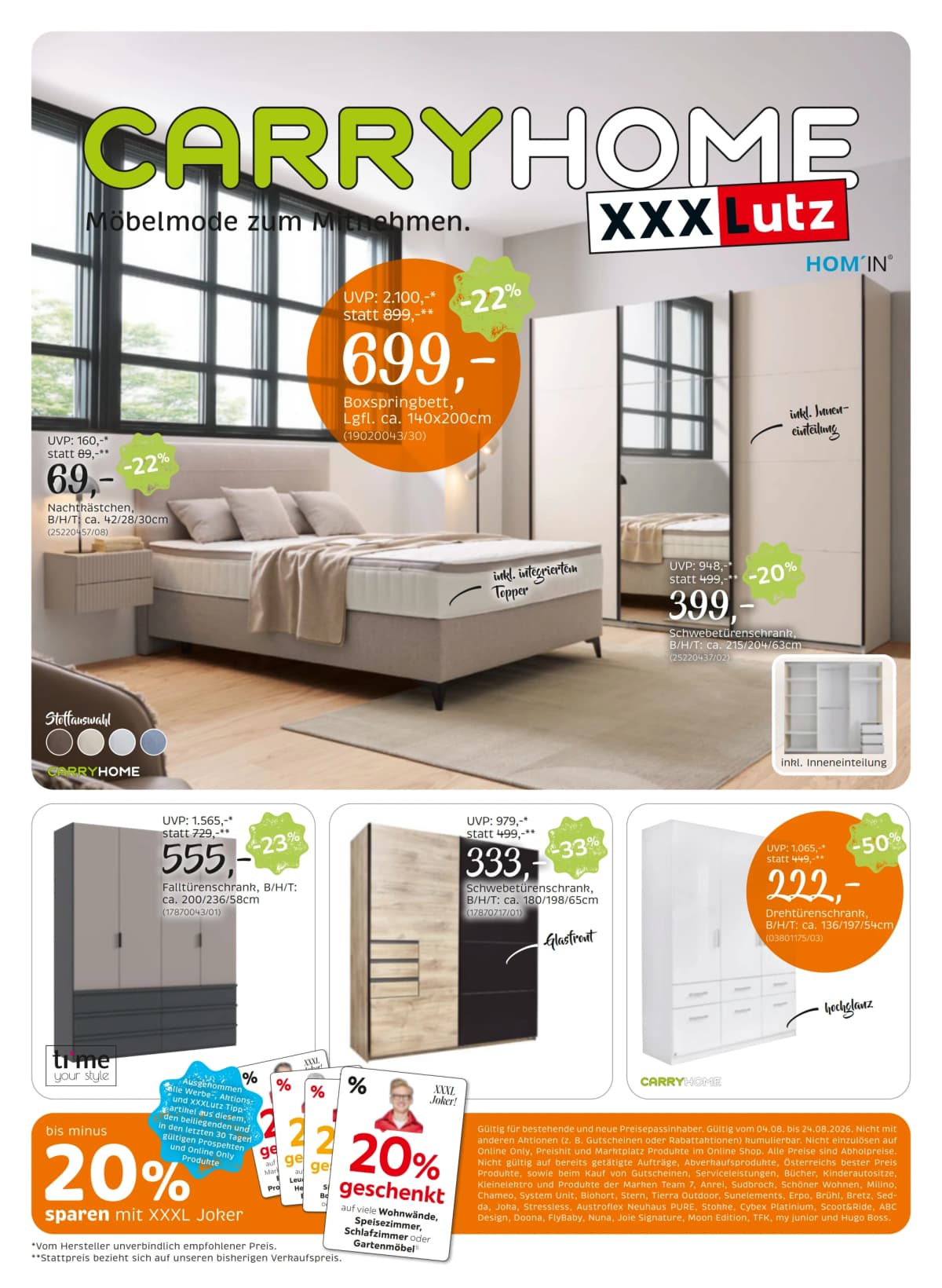 Seite 1 des XXXLutz Flugblatts – Schlafzimmer