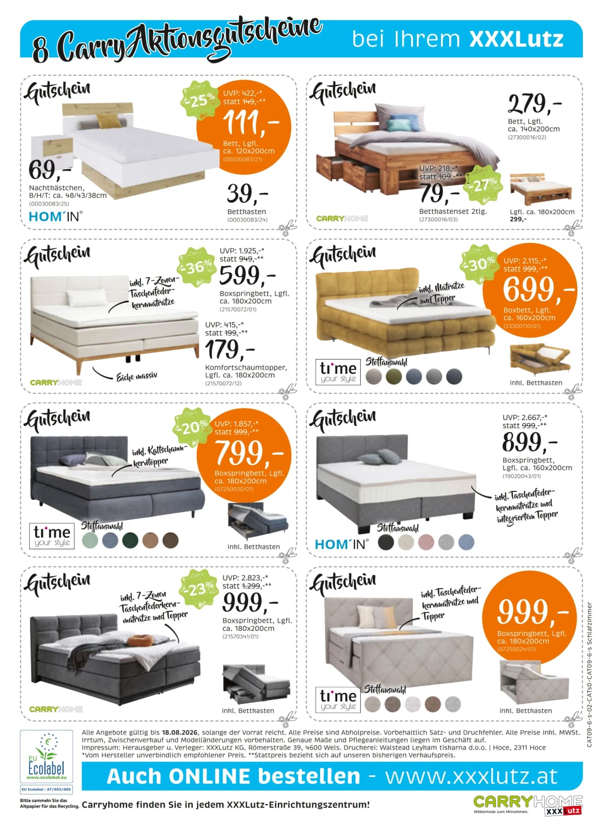 Seite 2 des XXXLutz Flugblatts – Schlafzimmer ab 23.08.2026.