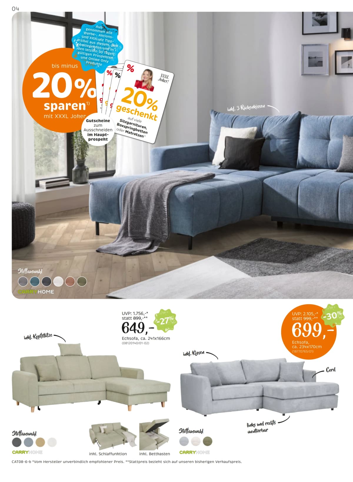 Seite 4 des XXXLutz Flugblatts – Carryhome ab 23.08.2026.