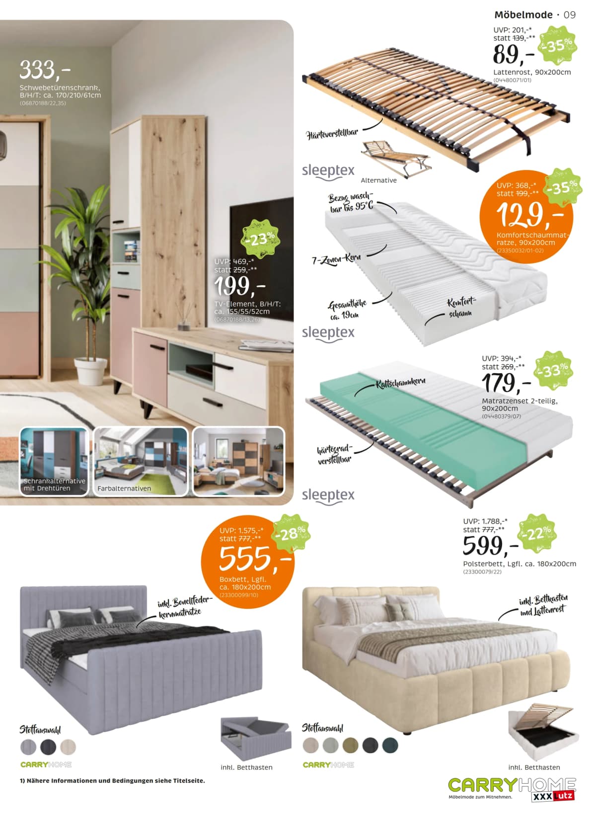 Seite 9 des XXXLutz Flugblatts – Carryhome ab 23.08.2026.