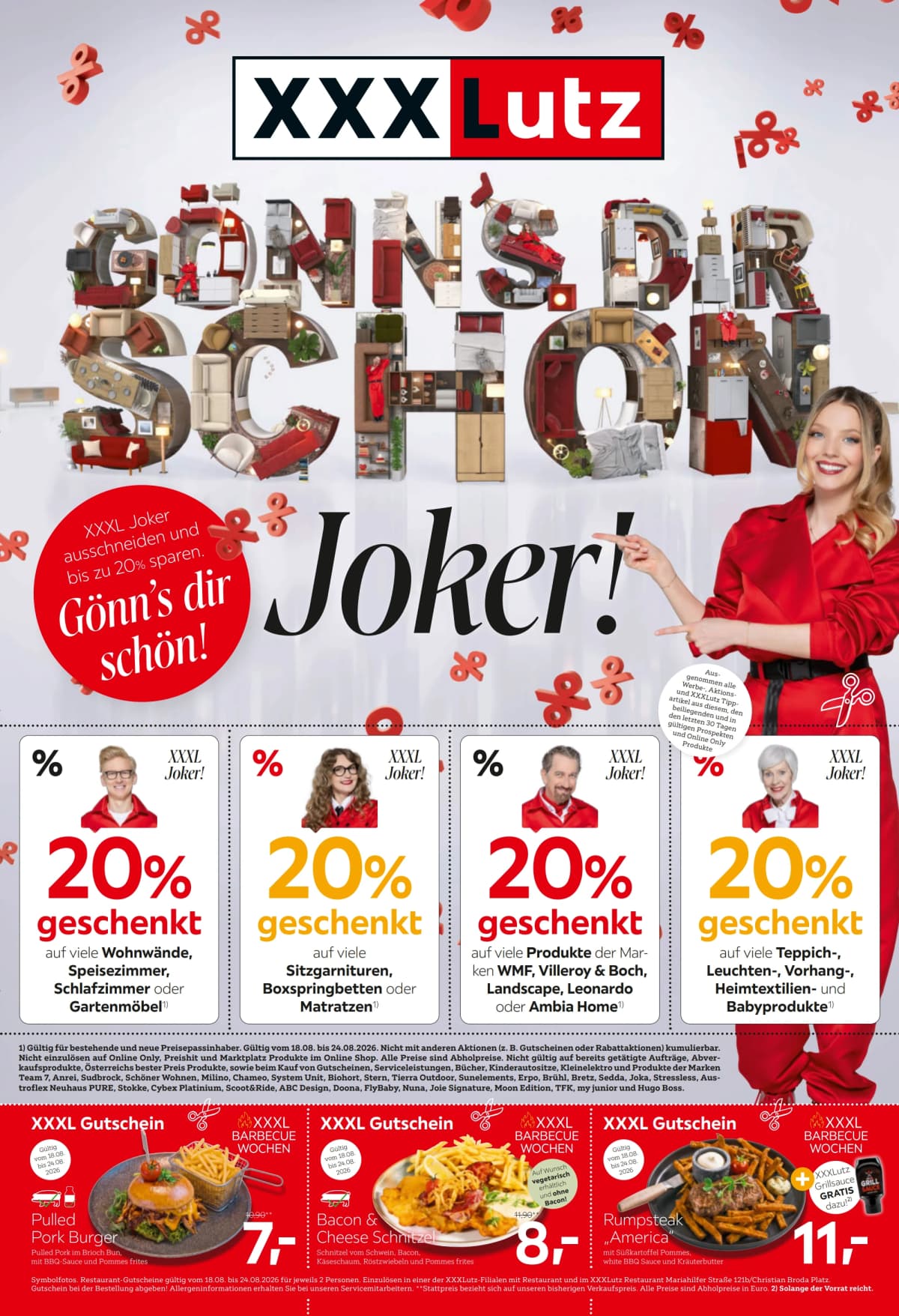 Seite 1 des XXXLutz Flugblatts – Joker ab 23.08.2026.