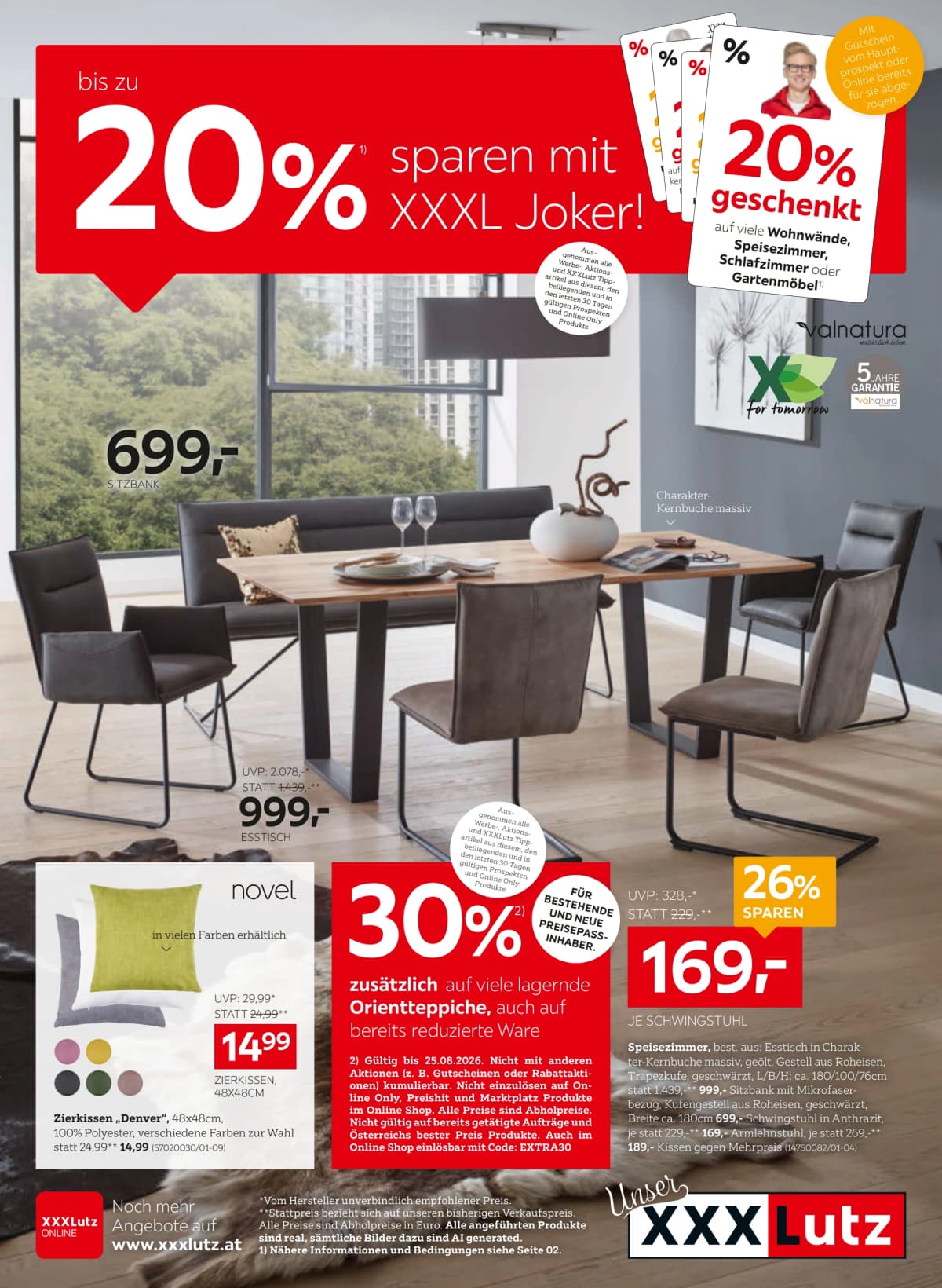 Seite 1 des XXXLutz Flugblatts – 20% sparen mit XXXL Joker ab 23.08.2026.