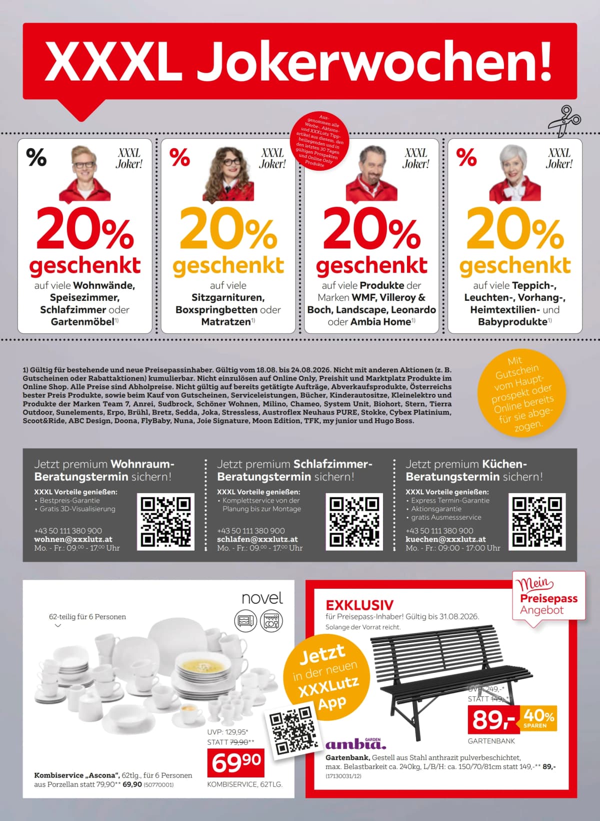 Seite 2 des XXXLutz Flugblatts – 20% sparen mit XXXL Joker ab 23.08.2026.