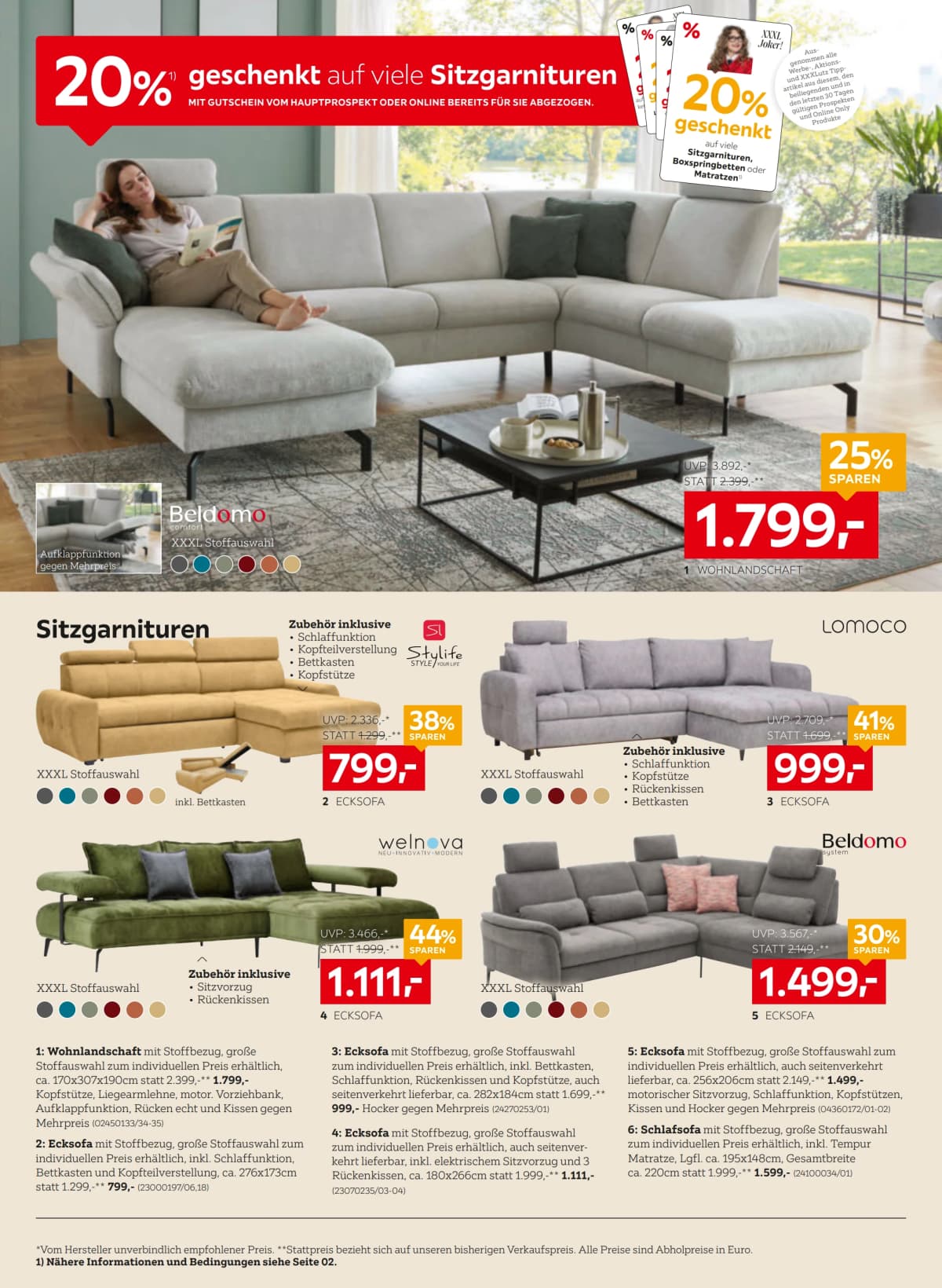 Seite 8 des XXXLutz Flugblatts – 20% sparen mit XXXL Joker ab 23.08.2026.
