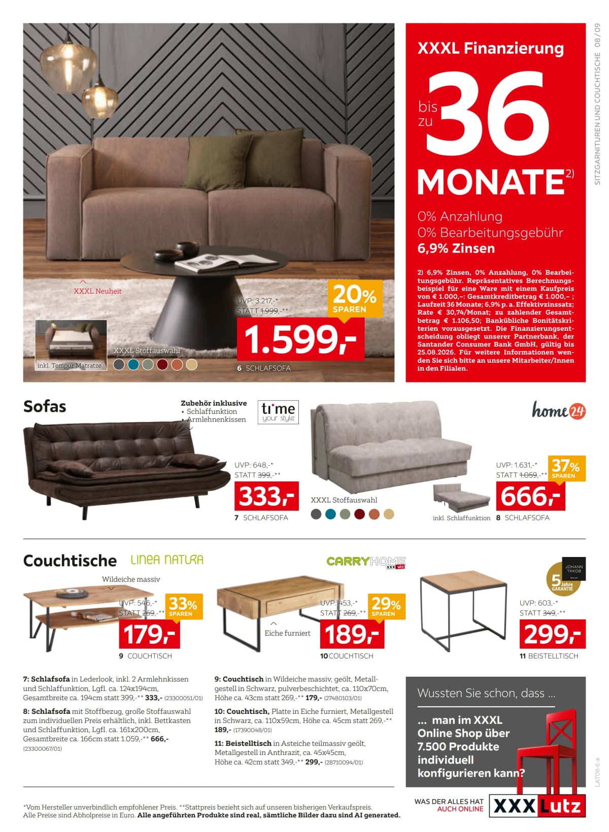 Seite 9 des XXXLutz Flugblatts – 20% sparen mit XXXL Joker