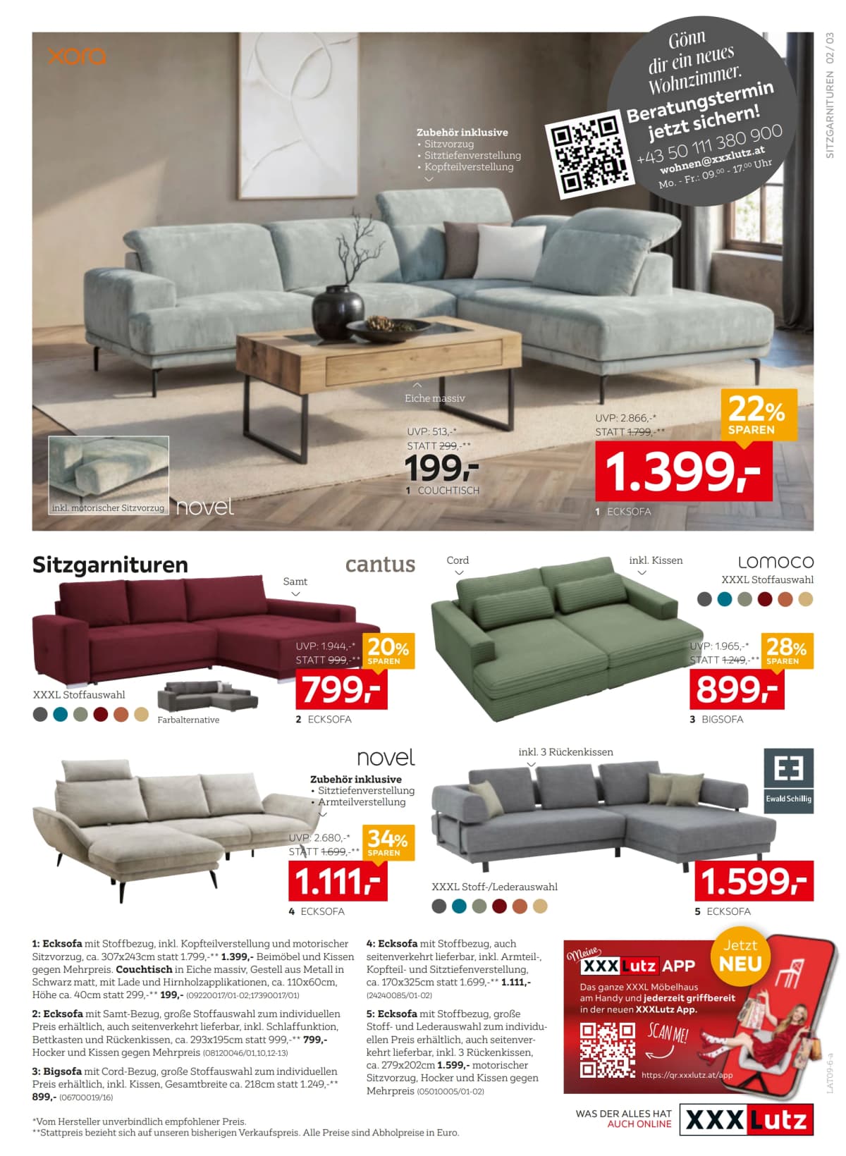 Seite 3 des XXXLutz Flugblatts – 20% Einkauf Sparen ab 09.09.2026.