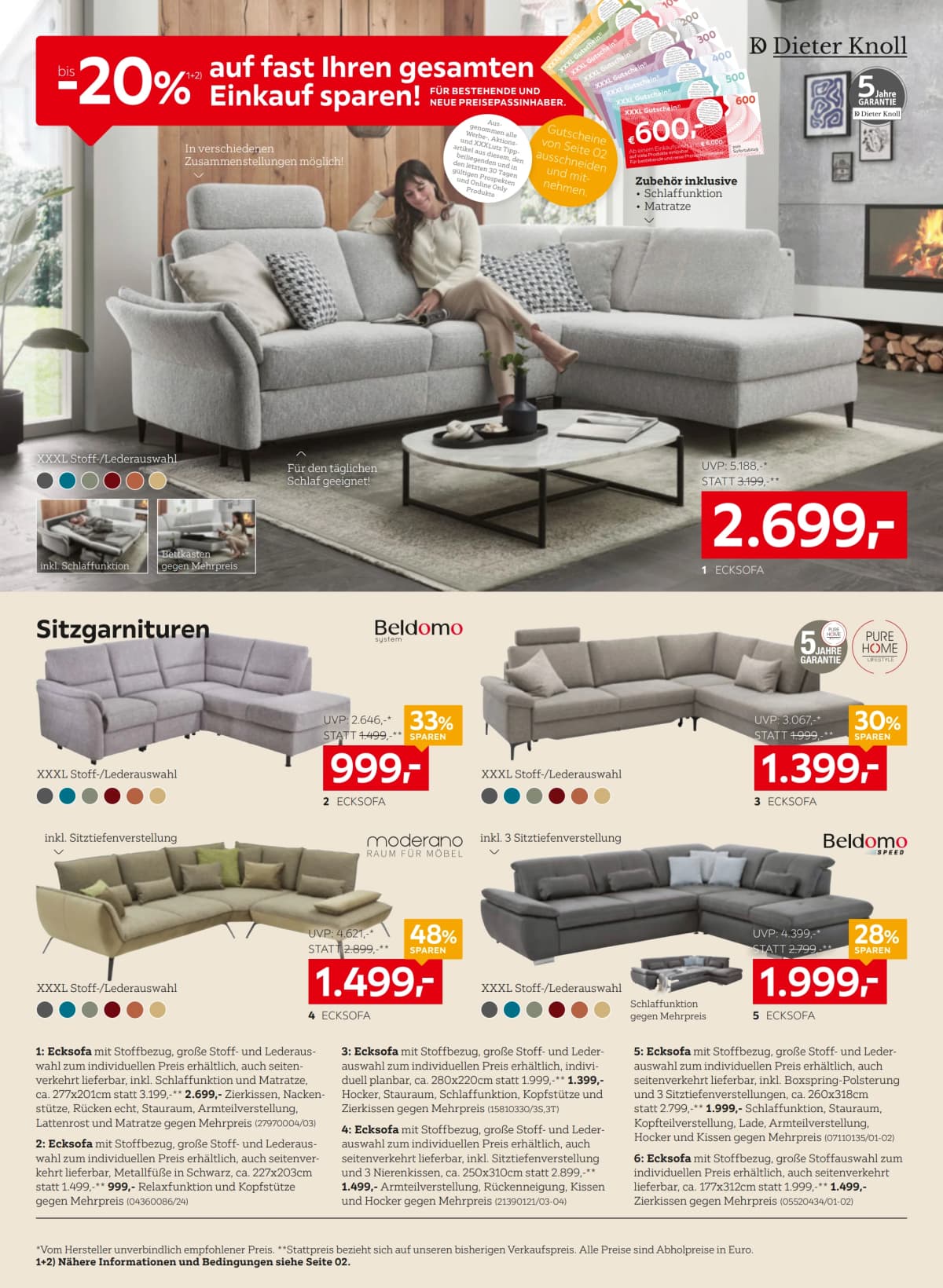 Seite 6 des XXXLutz Flugblatts – 20% Einkauf Sparen ab 09.09.2026.