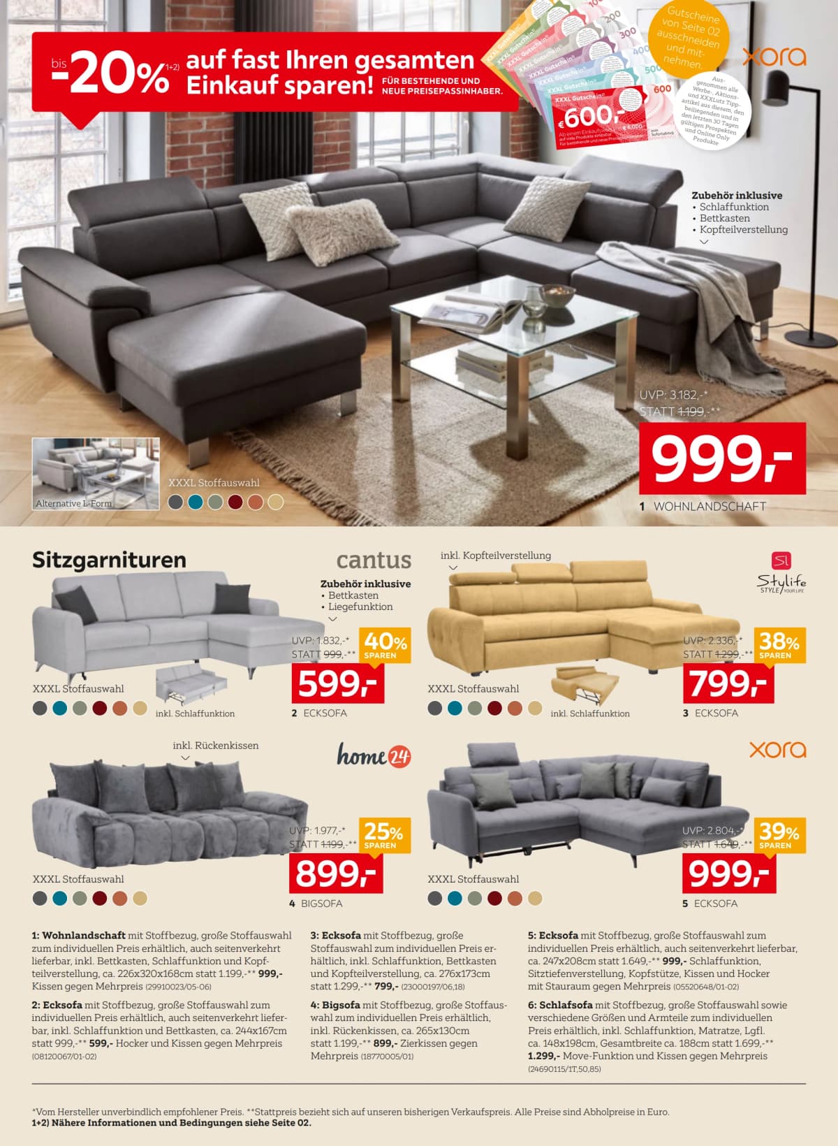 Seite 8 des XXXLutz Flugblatts – 20% Einkauf Sparen ab 09.09.2026.